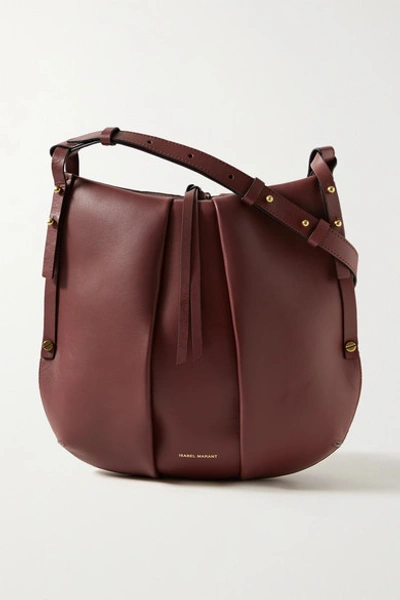 Shop Isabel Marant Lecky Leather Shoulder Bag In Claret