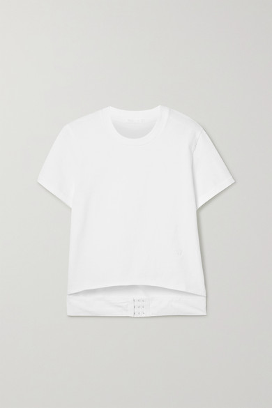 Helmut Lang Grosgrain-trimmed Cotton-jersey T-shirt In Chalk Wht | ModeSens