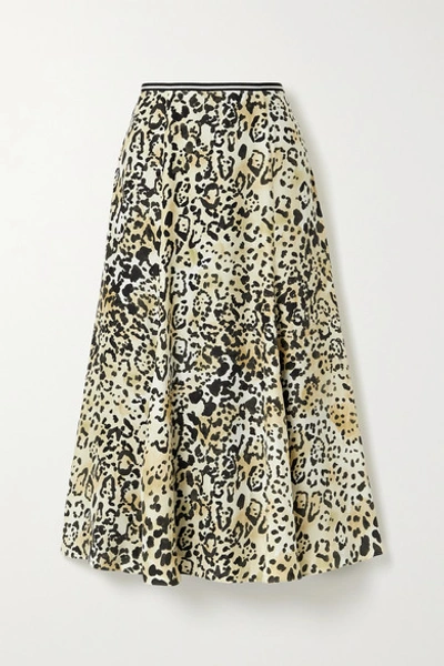 Shop La Ligne Verushka Leopard-print Silk Crepe De Chine Midi Skirt In Leopard Print