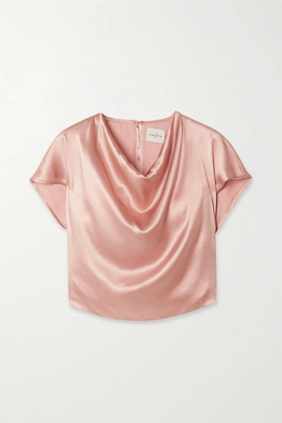 Shop Le Kasha Tarim Draped Silk-satin Top In Pink