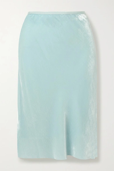 Shop Helmut Lang Velvet Skirt In Light Blue