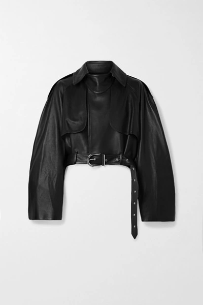 Shop Khaite Krista Oversized Belted Leather Jacket In Black