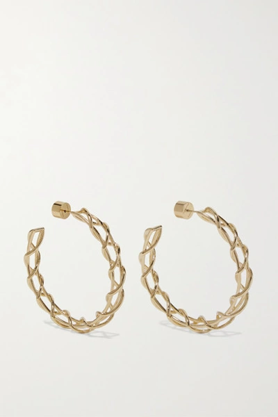 Shop Jennifer Fisher Baby Lace Up Gold-plated Hoop Earrings