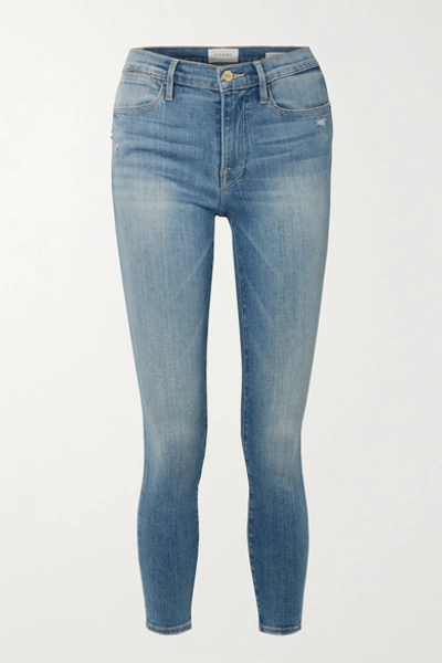 Shop Frame Le High Mid-rise Skinny Jeans In Blue
