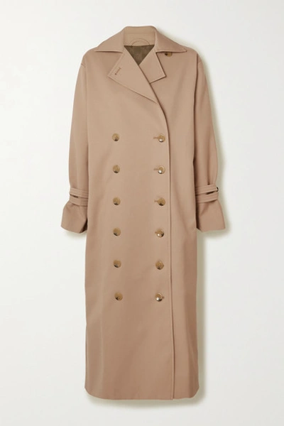 Shop Totême Pisa Double-breasted Cotton-blend Trench Coat In Beige
