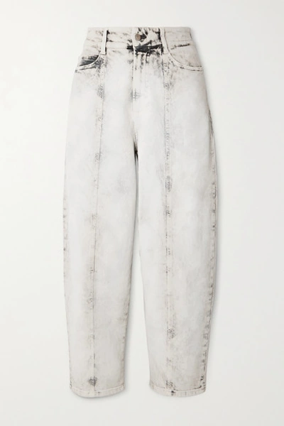 Shop Stella Mccartney Cropped Acid-wash High-rise Straight-leg Jeans In White
