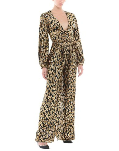 Shop Valentino Garavani Woman Jumpsuit Gold Size 2 Viscose, Silk, Polyester, Elastane