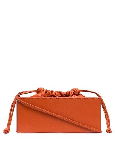 Shop Studio Amelia Box Leather Shoulder Bag In Orange