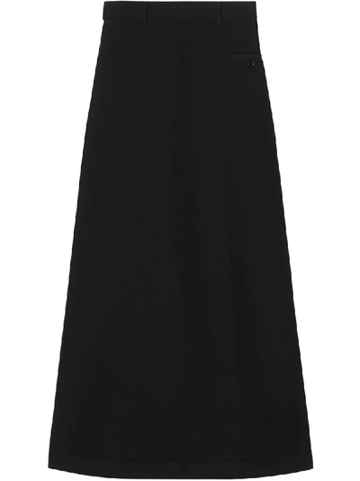 Shop Burberry Skirt Panel Wide-leg Trousers In Black