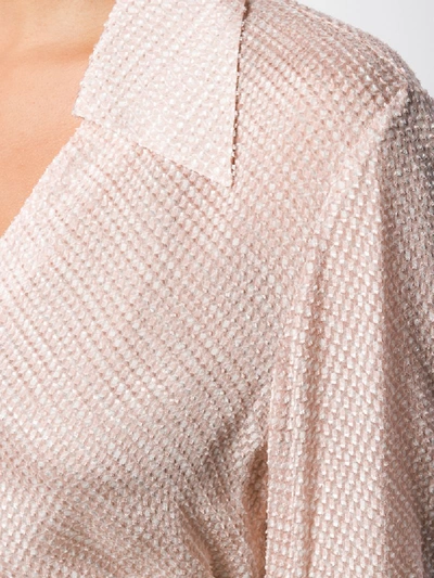 Shop Fendi V-neck Textured Shirt In Pink