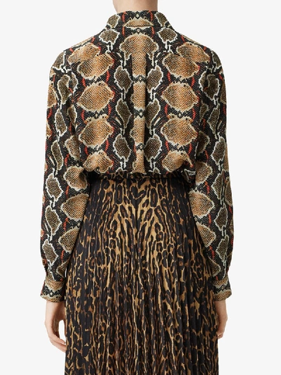 Shop Burberry Python Print Buttoned Shirt In Neutrals