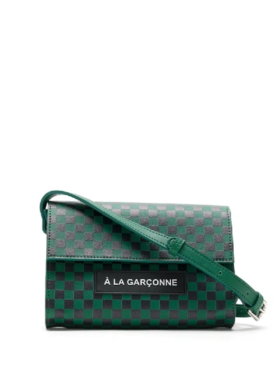 Shop À La Garçonne Logo Grid Shoulder Bag In Green