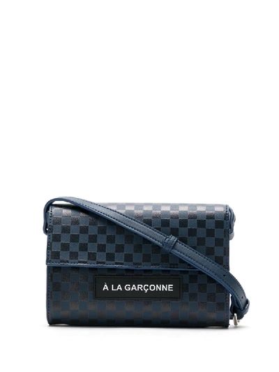 Shop À La Garçonne Logo Patch Grid Bag In Blue