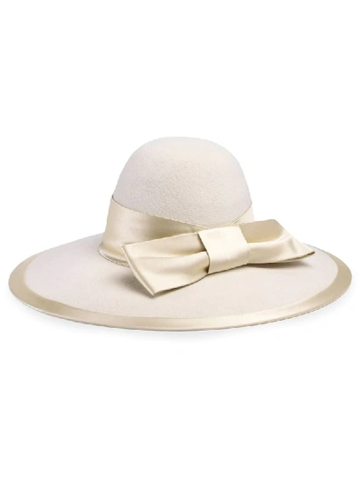 Shop Gucci Wide Brim Ribbon Hat In Neutrals