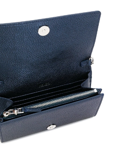 Shop Kenzo Leather Wallet In Blue