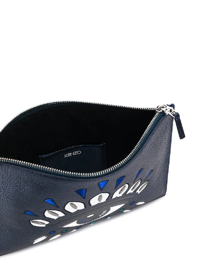 Shop Kenzo Leather Clutch In Blue