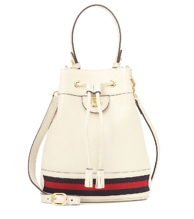 Shop Gucci Ophidia Small Leather Bucket Bag In White