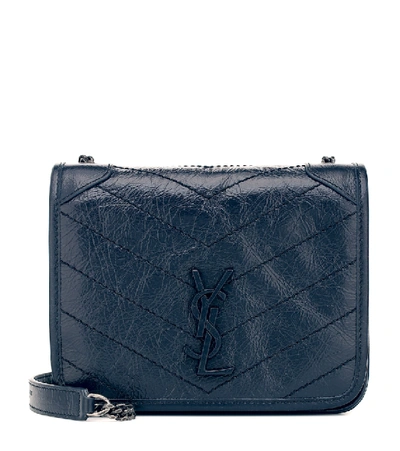 Shop Saint Laurent Niki Mini Leather Shoulder Bag In Blue