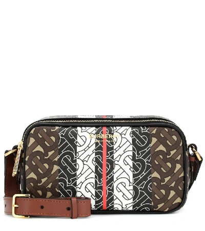 Shop Burberry Monogram Stripe Canvas Belt Bag In Brown