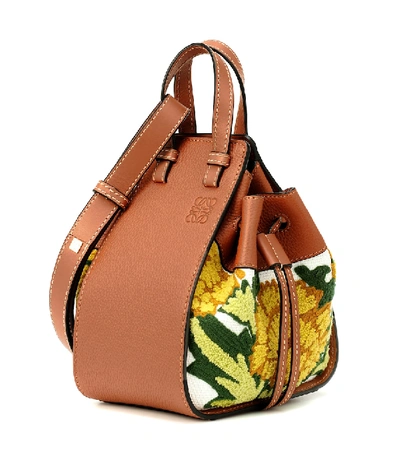 Shop Loewe Hammock Mini Floral Shoulder Bag In Orange