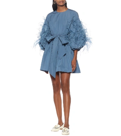Shop Valentino Cotton-blend Minidress In Blue