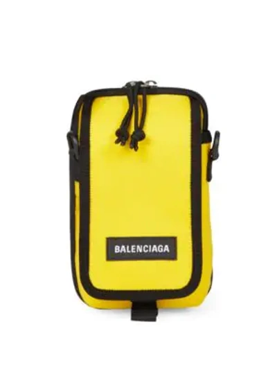 Shop Balenciaga Men's Nylon Crossbody Bag In Yellow