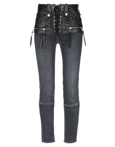 Ben Taverniti Unravel Project Woman Jeans Black Size 25 Cotton, Elastomultiester, Elastane, Leather, In Black