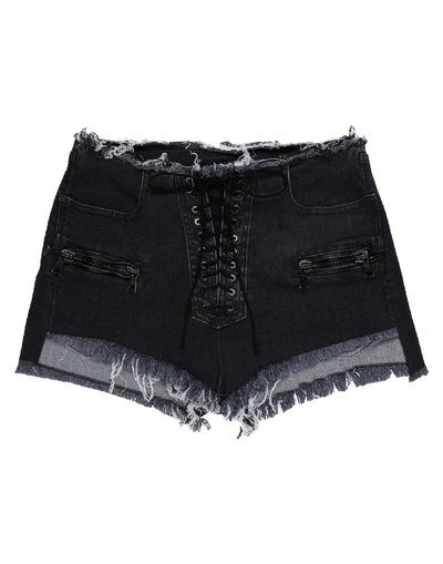 Shop Ben Taverniti Unravel Project Woman Denim Shorts Black Size 28 Cotton, Elastomultiester, Elastane, V