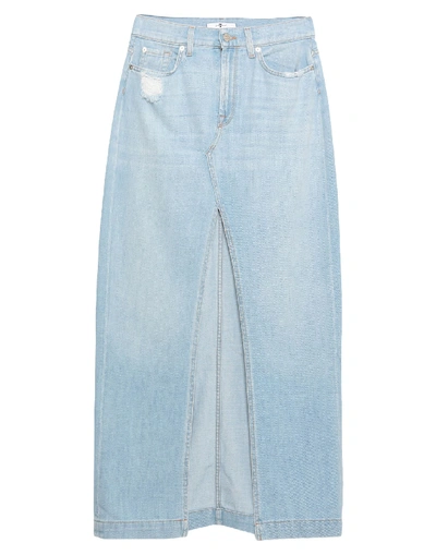 Shop 7 For All Mankind Denim Skirts In Blue