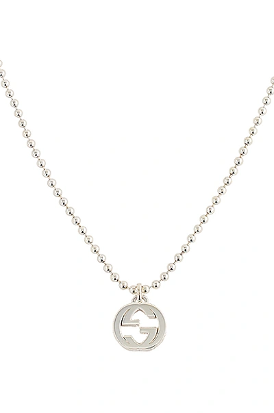 Shop Gucci Interlocking Necklace In Silver