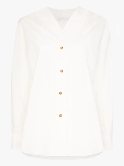 Shop Lvir Button-up Cotton Shirt In White
