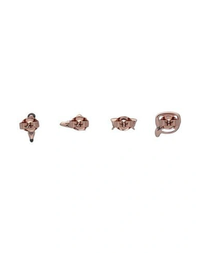 Shop Karl Lagerfeld Mini Multi-charms Woman Earrings Copper Size - Brass, Swarovski Crystal In Orange