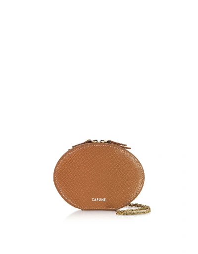 Shop Cafuné Designer Handbags Caramel Leather Egg Chain Shoulder Bag In Marron