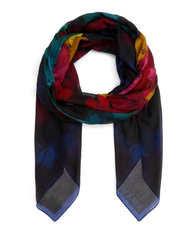 Shop Alexander Mcqueen Pareo Feather Cotton-blend Scarf In Multi-coloured