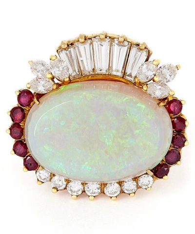 Shop Kojis Gold Multi-stone Opal And Diamond Ring