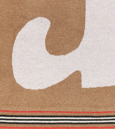 Shop Burberry Logo Wool And Cashmere Blanket In Beige