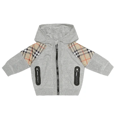Shop Burberry Baby Cotton-jersey Hoodie In Grey