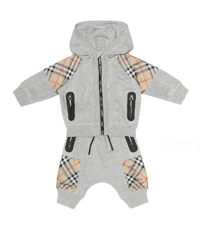 Shop Burberry Baby Cotton-jersey Hoodie In Grey