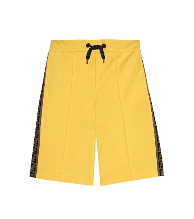 Shop Fendi Cotton-blend Shorts In Yellow