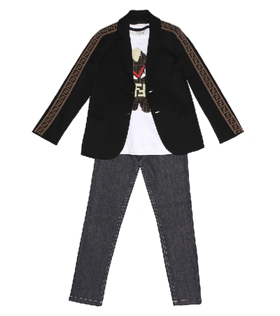 Shop Fendi Logo-printed Blazer In Black