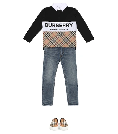 Shop Burberry Logo Cotton Shirt In Multicoloured