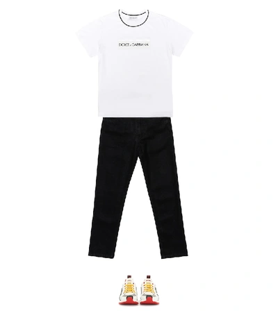 Shop Dolce & Gabbana Logo Cotton-jersey T-shirt In White