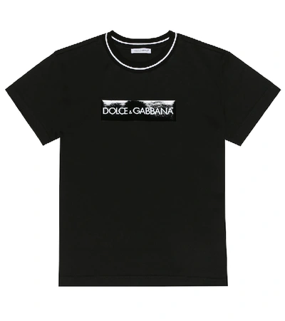 Shop Dolce & Gabbana Logo Cotton-jersey T-shirt In Black