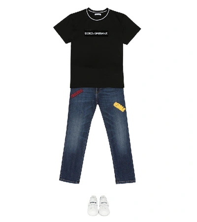 Shop Dolce & Gabbana Logo Cotton-jersey T-shirt In Black