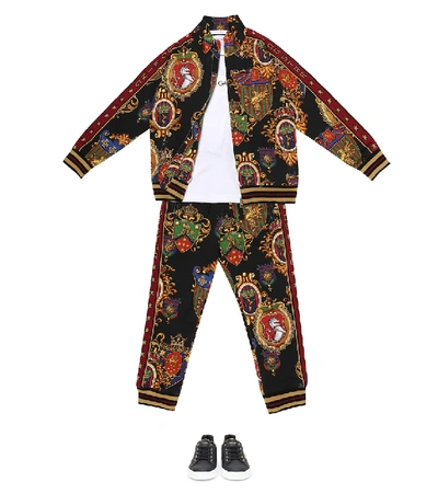 Shop Dolce & Gabbana Printed Cotton-jersey Track Jacket In Multicoloured