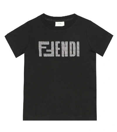 Shop Fendi Logo Cotton T-shirt In Black