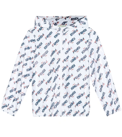 Shop Fendi Mania Printed Raincoat In White