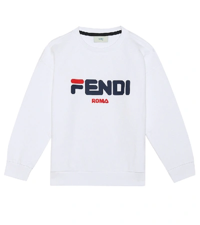 Shop Fendi Mania Cotton Sweatshirt In White