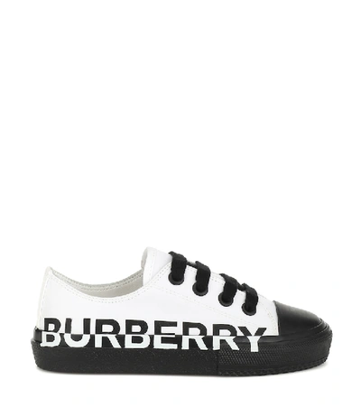 Shop Burberry Logo Sneakers In White