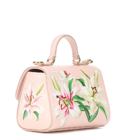 Shop Dolce & Gabbana Floral Leather Shoulder Bag In Pink